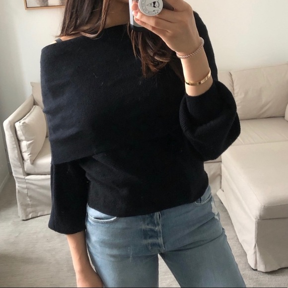 Zara | Sweaters | Zara Black Ribbed Off 